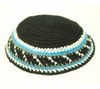 Blacked Knitted Kippah with Decorative Design