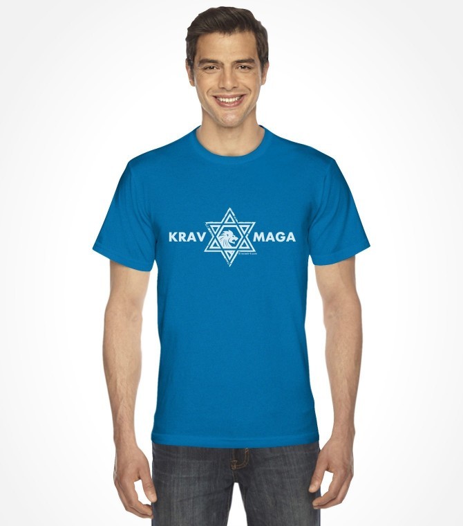 Krav Maga Lion Star of David Aqua S Men's T-Shirt